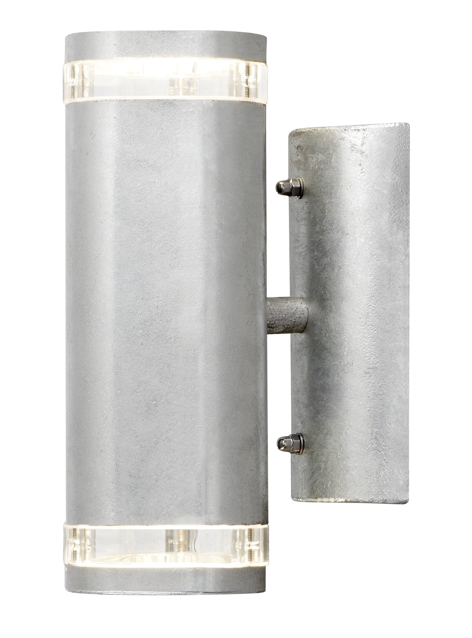 Konstsmide Outdoor Lights/Modena Single Up Down Outdoor Wall Light / 2 x 35 W GU10 Max Wall Lamp/Clear Acrylic Lens/Aluminium / IP44 / RAW Galvanised Steel Outside Light 7512-320 Double