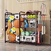 Homsorout Garage Sports Equipment Organizer, Ball Storage for Gear and Toys, Large Capacity, Sports Organizer for Garage with Hooks and Baskets