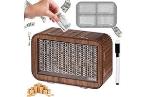 GIFTOTA 4-in-1 Piggy Bank for Adults Kids - Fully Assembled Wooden Money Saving Challenge Box(1000/3000/5000/10000) - Money Bank with Counter and Dry Erase Pen - Kakeibo Money Box for Cash Coin - BestGift