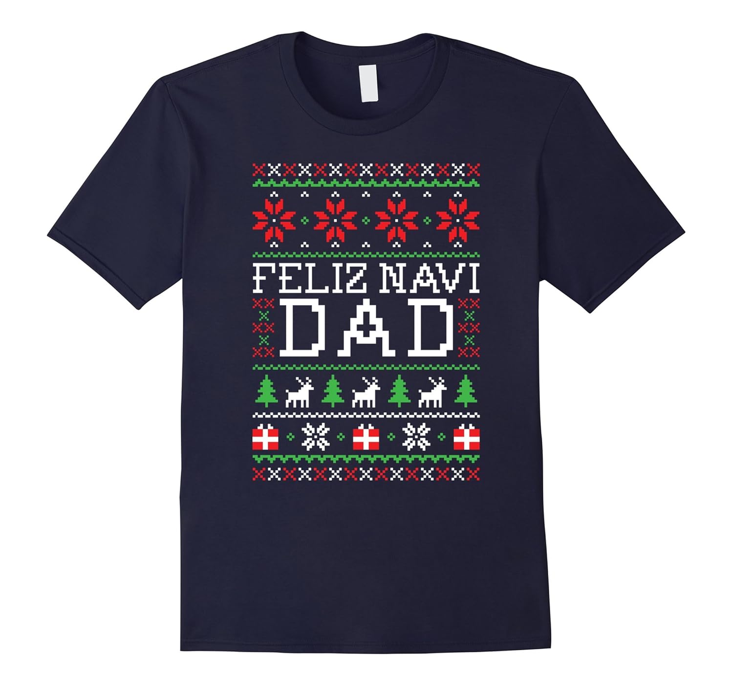 Mens Feliz Navi Dad Ugly Christmas Sweater T Shirt-ANZ