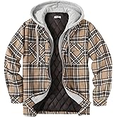 COOFANDY Men's Flannel Shirt Jacket Warm Quilted Lined Hooded Long Sleeve Plaid Shirt Jackets