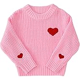 BOUTIKOME Valentines Sweater Toddler Baby Girl Boy Heart Shirts Embroidery Knit Tops Spring Clothes Warm Winter Pullover
