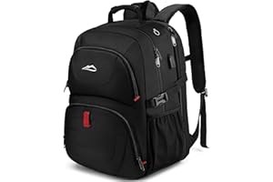 ProEtrade Travel Backpack, Extra Large Laptop Backpack School Business Anti Theft TSA Approved College Work Computer Bag Fits 17 Inch Laptop with USB Charging Port Bookbag for Women Men(Black)