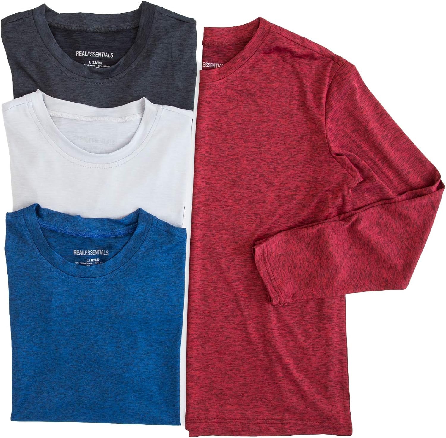 4 Pack: Youth Dry-Fit Moisture Wicking Active Athletic Performance Long-Sleeve T-Shirt Boys & Girls: Clothing