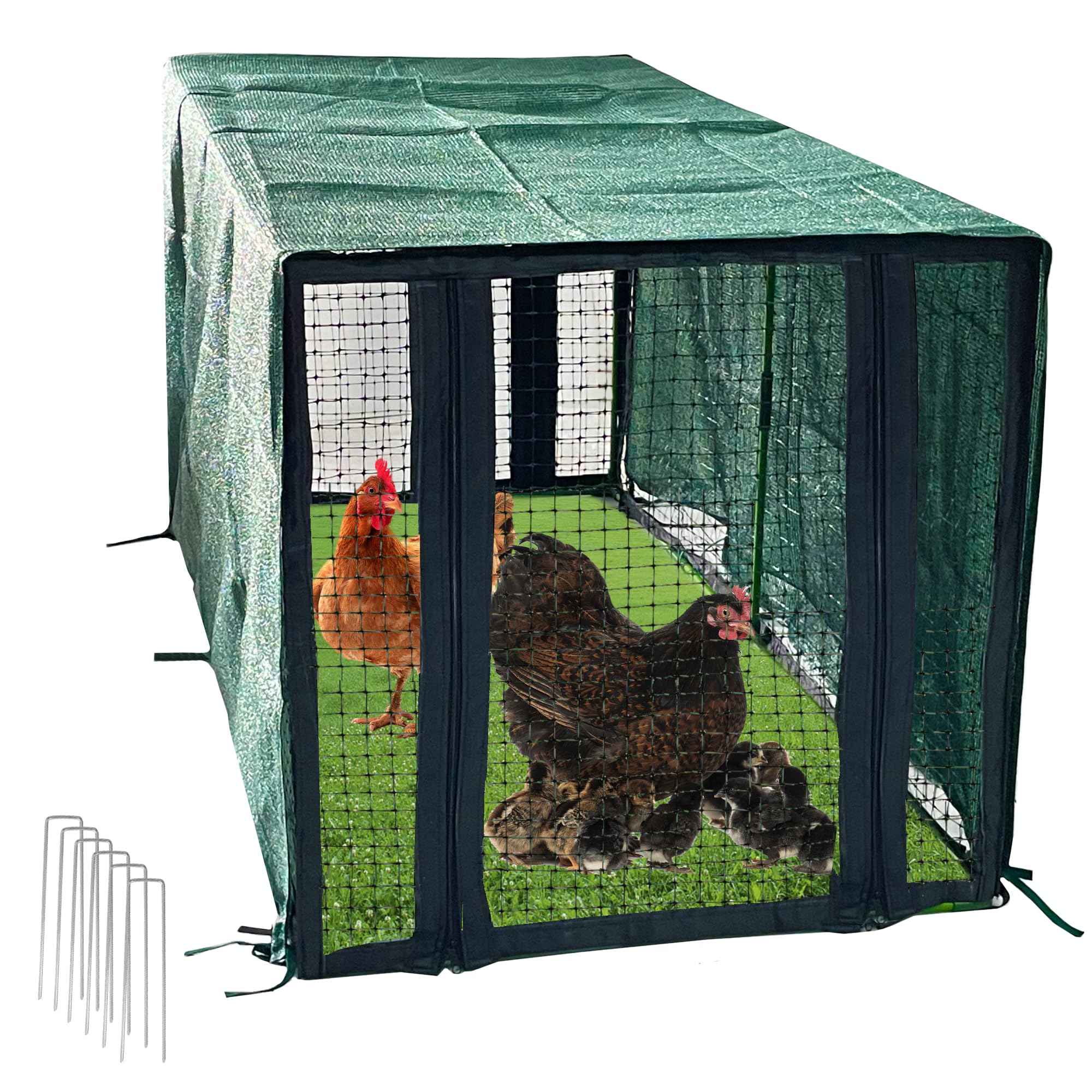 Photo 1 of (MISSING HARDWARE) Chicken Coop with Garden Shade Cloth 4.4 * 2.2 * 2.2 FT Portable Poultry Cage Chicken Runs House Pen Cage Tarp for Outdoor Backyard Farm Use, Suitable for Chickens, Ducks, Quails and Cat