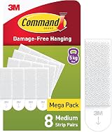 Command Medium Picture Hanging Strips Value Pack 8 Pairs White