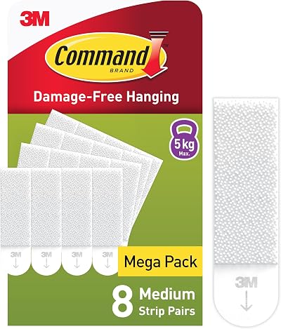 Command Medium Picture Hanging Strips Value Pack 8 Pairs White