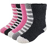 Market & Layne Cute Fuzzy Socks for Women - Winter Cozy Sleep Socks, Fluffy Comfy Soft Warm Plush - 5 Pairs