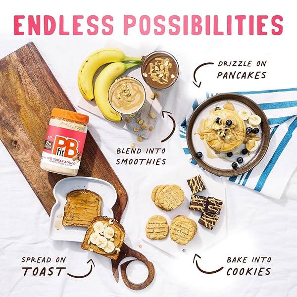 PBFIT NO SUGAR ADDED PEANUT BUTTER POWDER, POWDERED PEANUT BUTTER SPREAD FROM REAL ROASTED PEANUTS, 8G PROTEIN, MADE WITH ERYTHRITOL AND MONK FRUIT, 13 OUNCE (PACK OF 1)