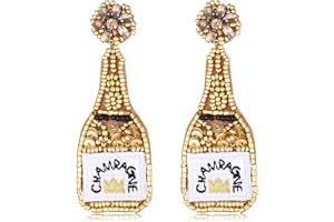 HZEYN Beaded Earrings Champagne Bottle Drop Dangle Earrings Handmade Champagne Earrings Fashion Jewelry