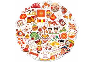 BULBACRAFT 100Pcs Chinese New Year Stickers, Lunar New Year Stickers, Chinese New Year Decorations 2024 Dragon Year, Chinese New Year Gifts for Kids, Chinese New Year Goodie Bag, Party Favors, Party Supplies