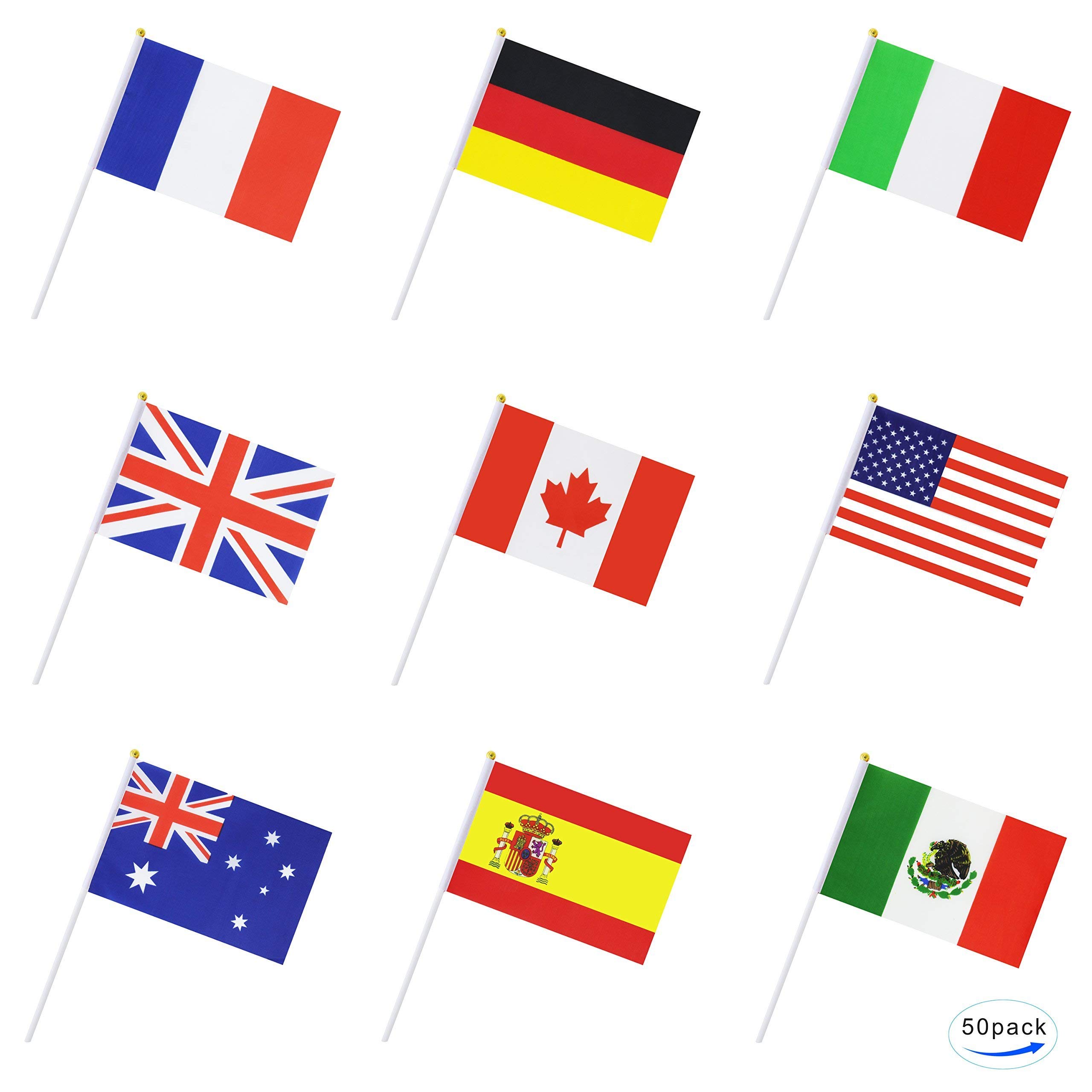 50-Pack 8×12 Inch Handheld National Flags: Premium Global Country Flag Set for World Cup Frenzy, Vibrant Parades, Interactive Classroom Learning & Dazzling Party Decorations