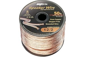 MAXBRITE 50 ft. Spool High Performance 12 Gauge Speaker Wire, Oxygen Free Pure Copper - UL Listed Class 2