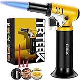 TBTEEK Butane Torch Lighter with Fuel Gauge for Brulee Creme, Soldering | 2500&deg;F Adjustable Continuous Flame Mode，Safety Stopper，One-hand Operation, Easy to Light, Extended Nozzle(Butane Not Included)