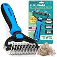 Maxpower Planet Dog Grooming Rake, Deshedding Undercoat Brush, Dogs & Cats | Blue Deshedding & Dematting, Extra-Wide Double-S