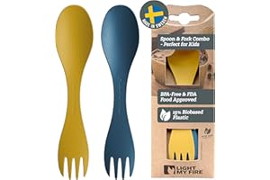 Light My Fire Spork Little Colored Sporks 2-in-1 Hard Plastic Travel Spork Reusable Camping Utensils for Lunch Box Outdoor Picnic Utensil BPA Free