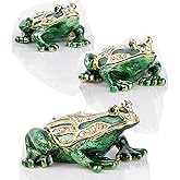 SEVENBEES 3pcs Hand-painted Frogs Jewelry Trinket Boxes Hinged Jewelry Box Frog Trinket Box Gift for Home Decor
