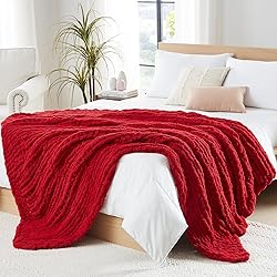 L'AGRATY Chunky Knit Blanket - Soft Chenille Yarn