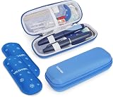 YOUSHARES Insulin Cooler Travel Case Monjaro with 2 Ice Packs Blue