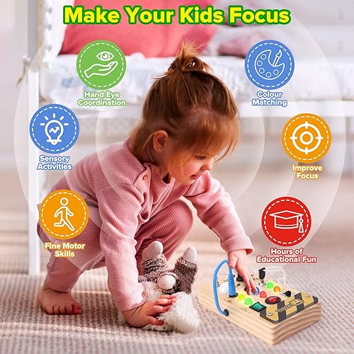 wakeInsa Montessori Busy Board,Montessori Toys for 1-3 Years Old