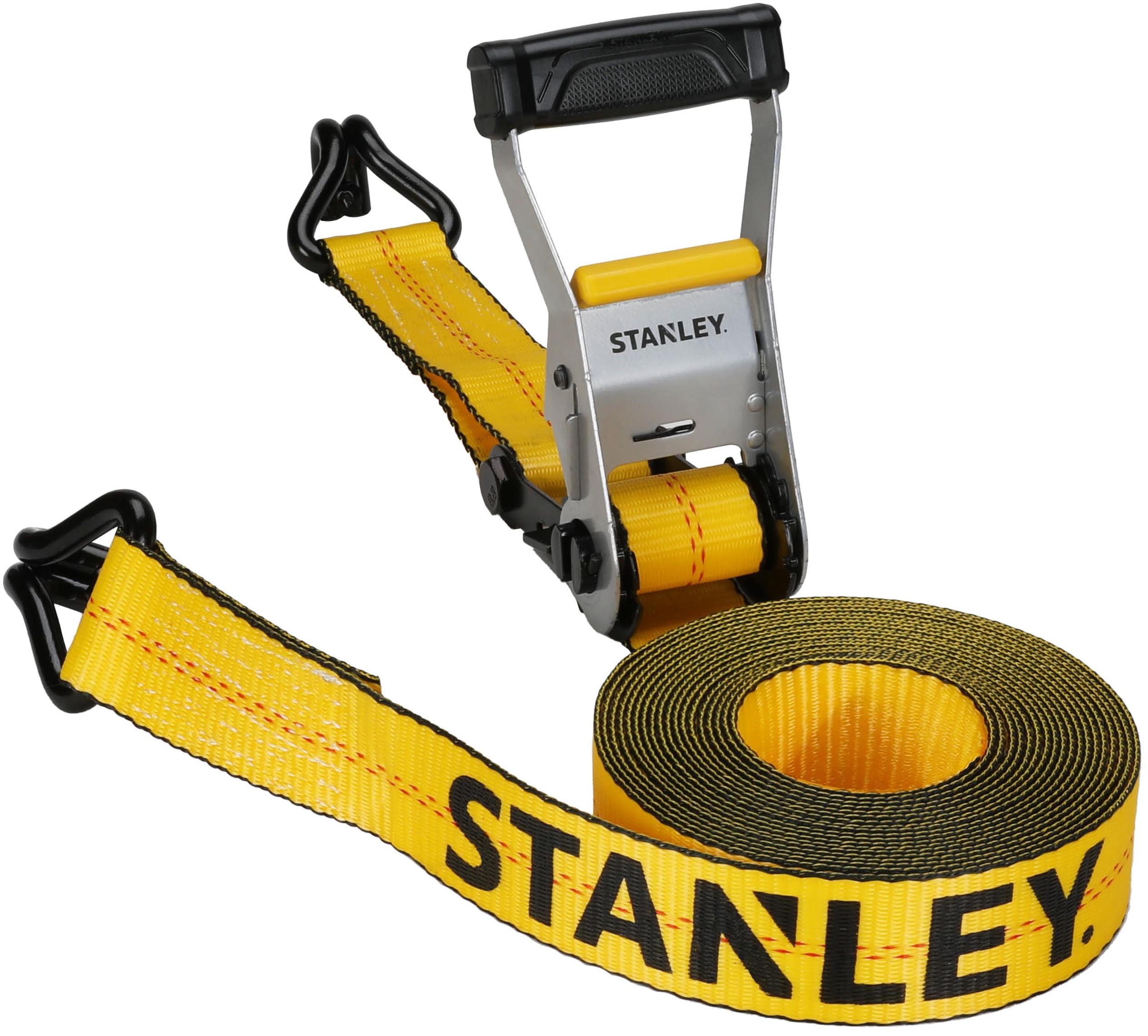 Photo 1 of ************MISSING THE RATCHET***********
STANLEY S10000J Black/Yellow 2" x 27' Ratchet Strap with Double J-Hooks - 3,333 LBS Safe Working Load / 10,000 LBS Break Strength