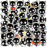 44PCs Black Cat Stickers Cute Kawaii Japanese Anime Stickers Kids and Adult for Laptop Guitar Skateboard Home Decor School Rewards Birthday Party DIY Decor