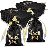 Abeillo 24 Pcs Thank You Bags Wedding Satin Gift Bags with Drawstring, 4 x 6 Inch Jewelry Pouches Candy Bag for Wedding Bridal Shower Party Favor Bag for Birthday Baby Shower