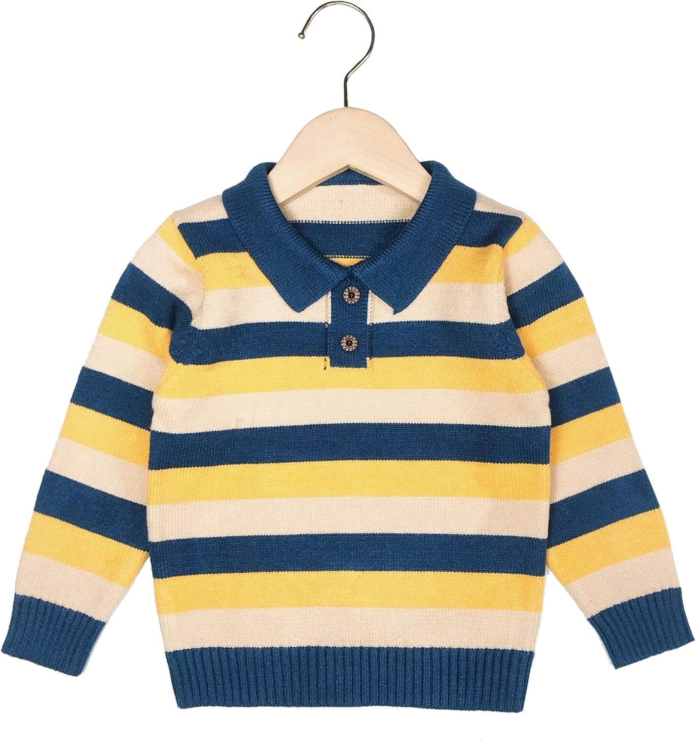 MSTOZE Baby Boy Winter Coat Knitted Polo Sweater with Striped Pattern-Pullover Sweater, Warm, Comfortable, 6M-4T Infant: Clothing