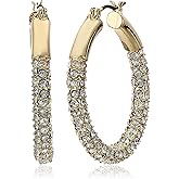 Anne Klein Women's Pierced Earrings Pave Tubular Hoop, Gold