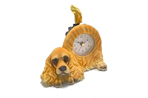 AEI AIE Cocker Spaniel Desk Clock with Wagging Tail GF78 6" Wx5 H (Cocker Spaniel)