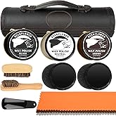 Shoe Polish Kit - Shoe Shine Kit | Leather Care Set with Horsehair Brush & Wooden Applicator | Portable Travel Case Included