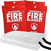 QIANZIEA Fire Blanket,4 Pack,40"x40" Fire Blankets Emergency for Kitchen and Home,Camping,Grill,Car,Office,Warehouse,School,Picnic,Fireplace