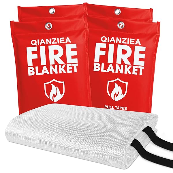 QIANZIEA 4 PACK FIRE BLANKET 40” X 40”...