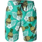 FREEHOTU Men's Swim Trunks Beach Board Shorts Quick Dry Swimwear Sports with Pockets