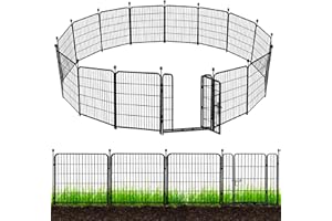 ADAVIN Tall Garden Fence 48 in(H) 12 Panels Total 26.6 FT(L), Heavy Duty Iron Metal Fence and Border, Flower Bed Fencing, outdoor Animal Barrier Fence, Dog Fences with gate for the Yard Camping, Black