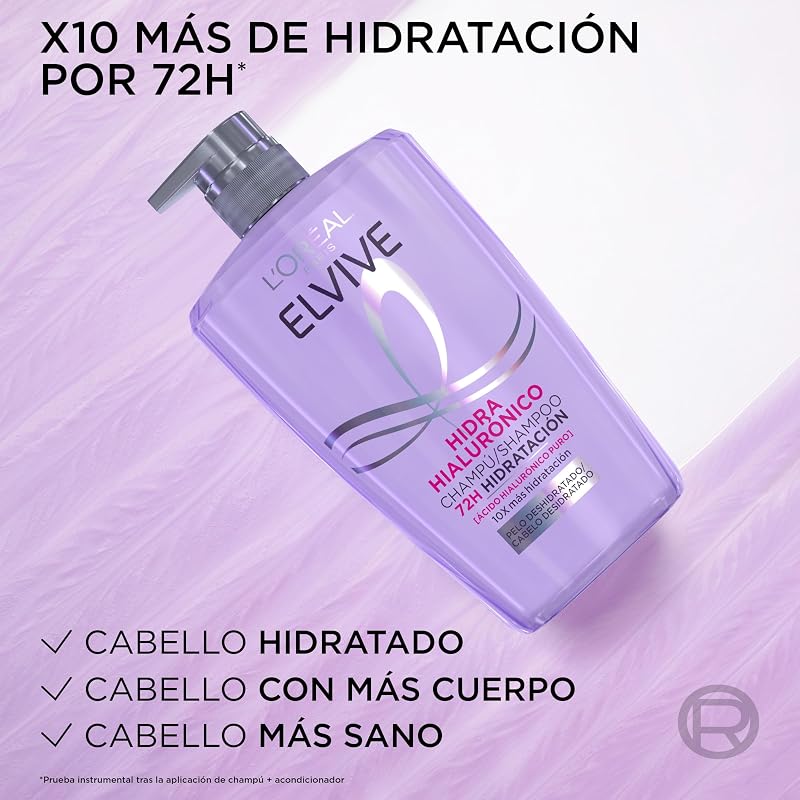 L'oréal paris elvive hydra shampoo hialurônico 72h hidratação 1l