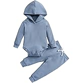 Thorn Tree Newborn Unisex Baby Clothes Set Hooded Long Sleeve Bodysuit Stretchy Pants Ribbed Outfits Fall Winter