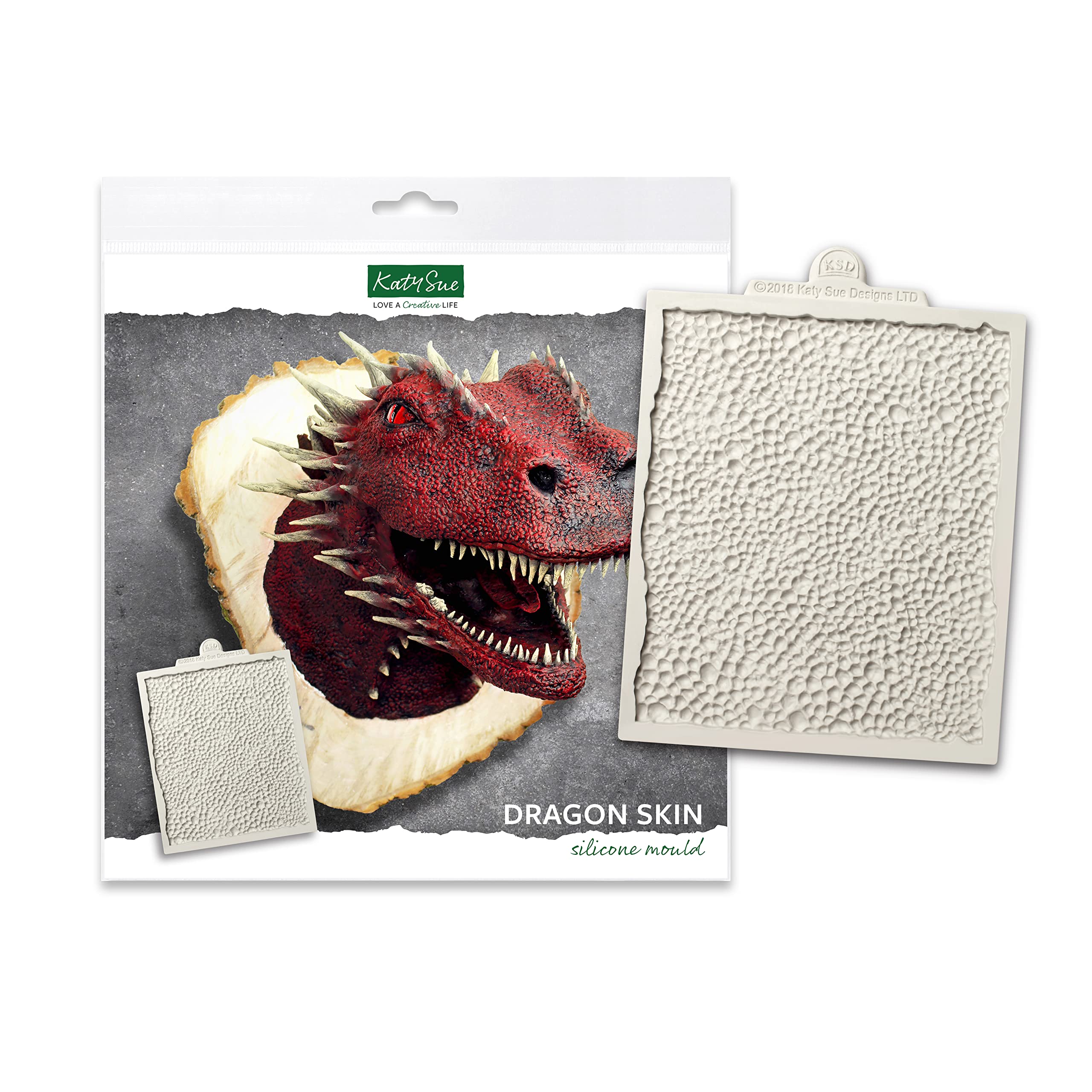 Katy Sue Dragon Skin Silicone Mould for Cake Decorating & Crafts - a 145 mm x 122 mm Silicone Mould Which Creates Dragon/Reptile Skin Texture.