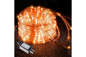 XmasBokeh Orange Halloween Lights, 66FT 200 LED Rope Lights for Outside Waterproof with 8 Modes, Connectable Tube String Lights for Indoor, Garden, Backyard, Patio, Deck, Pool, Tree Decorations