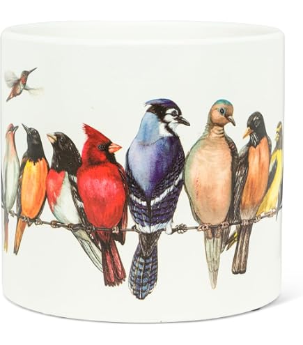 Abbott Collection Kleiner Keramik-Blumentopf Mit Kardinal-Motiv – Winter-Waldszene, Durchmesser 11,4 Cm