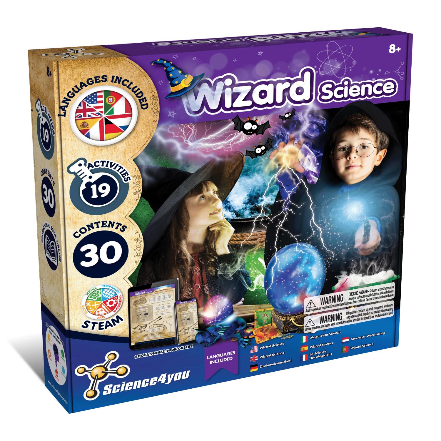 Science4you Wizard Science for Kids 8+ Years - Magic Set with 19 Activities: Make a Crystal Ball and use your Magic Props, Wizard Game with Magic Wand - Educational Science Kits for Kids 8+ Years