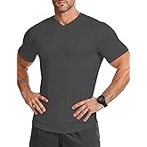 JMIERR Mens Muscle T Shirts V Neck Short Sleeves Gym Workout Causal Slim Fit Tee Shirt