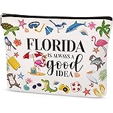 Papiailove Florida Makeup Bag Souvenirs Gifts for Women, Travel Cosmetic Bag, Waterproof Toiletry Organizer Zipper Pouch for Girls Travelers Florida Is Always A Good Idea