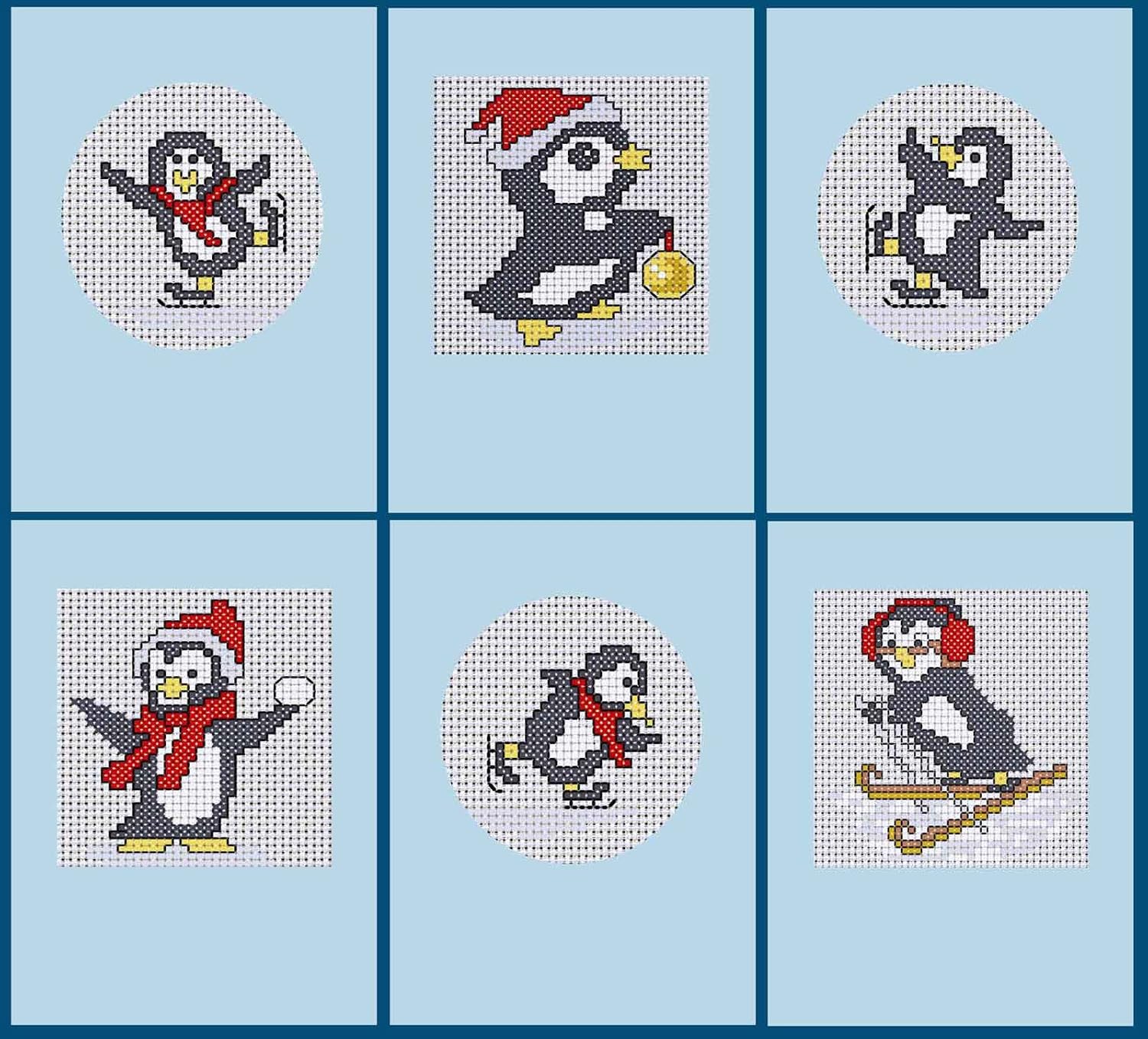 6 Cross Stitch Christmas Cards, Penguin Set Amazon.co.uk Kitchen & Home