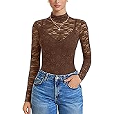 Avidlove Womens Long Sleeve Bodysuit Lace Tops Turtle Neck Shapewear Body Suits Going Out Top Fall Outfits Two Piece Set