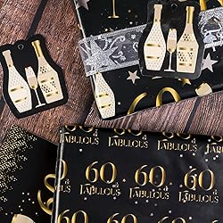 BIOBROWN Happy 60th Birthday Wrapping Paper Sheets