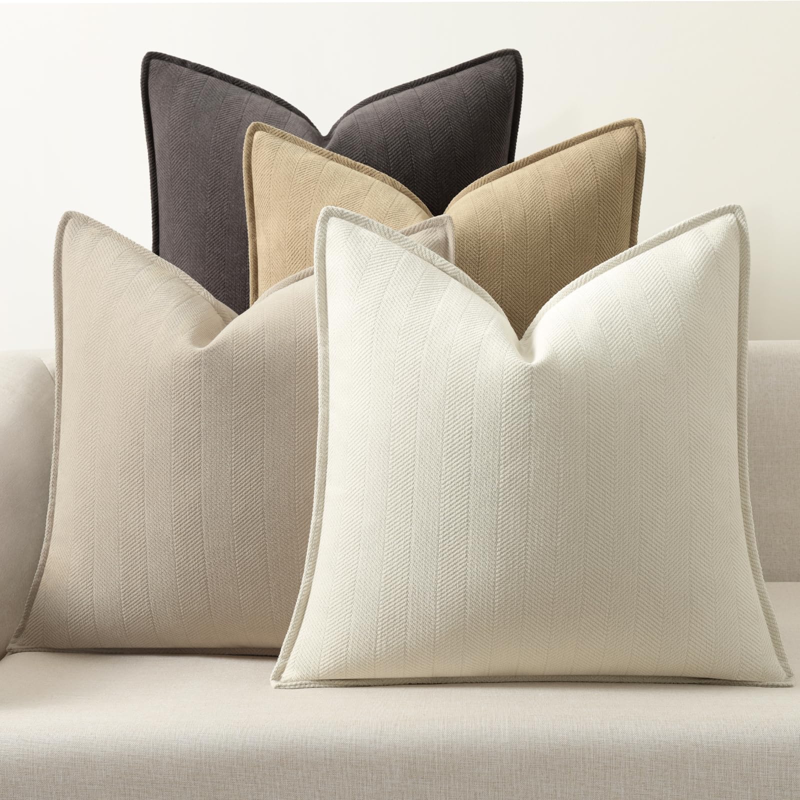 Photo 1 of ZWJD Throw Pillow Covers 20x20 Set of 4 Chenille Pillow Covers with Elegant Design Soft and Luxurious Decorative Throw Pillows for Couch, Bed, and Home Decor