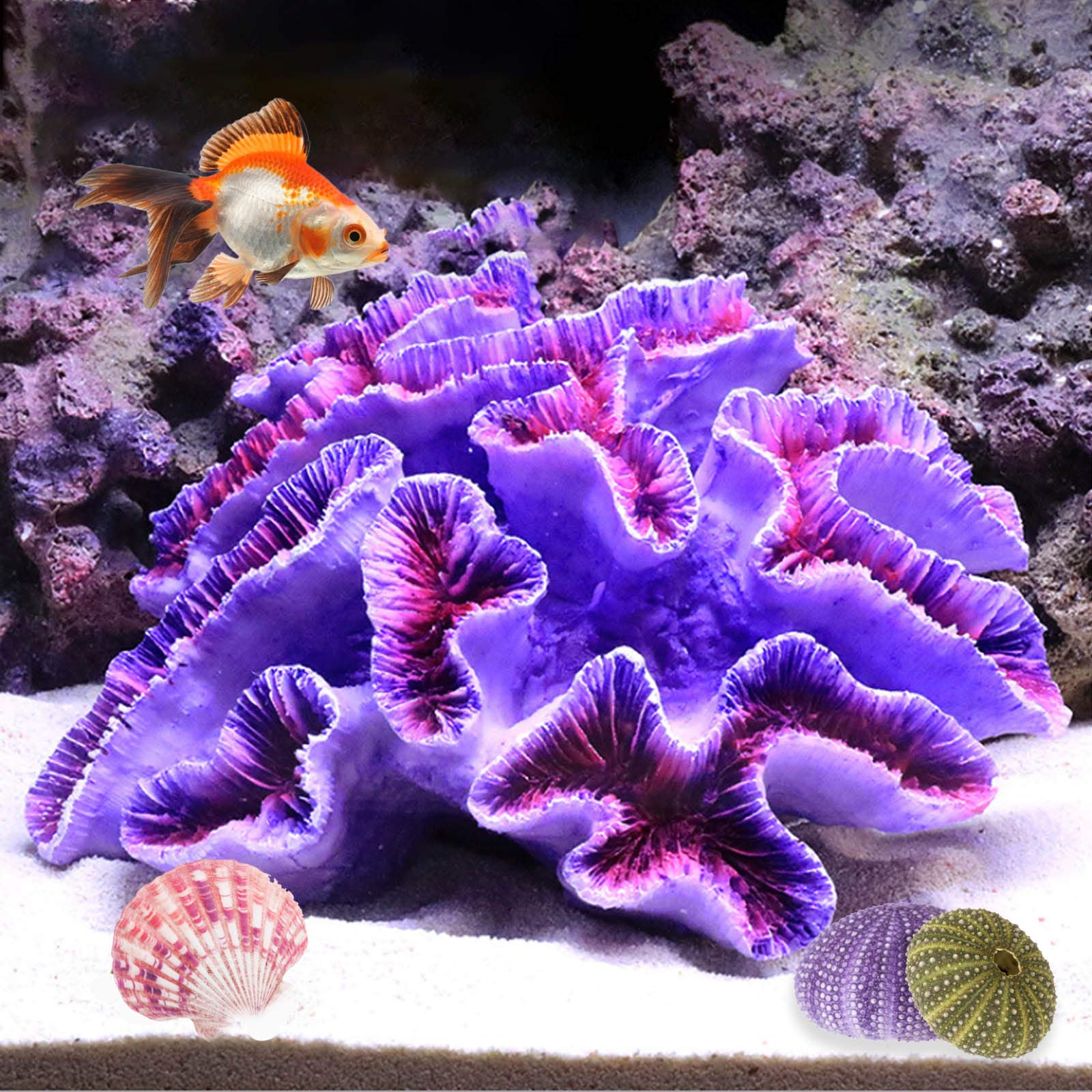 Photo 1 of Besimple Aquarium Coral Ornaments Decor Fish Tank Plants Decoration for Aquarium Landscape,Purple