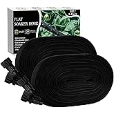 Soaker Hose 100FT, Thickened Flat Soaker Hoses for Garden 100 ft 2 pack | Drip Irrigation, Saves 80% Water, Leak-free Design, For Lawn, Flower Bed, Vegetable Field, 50 FT, black