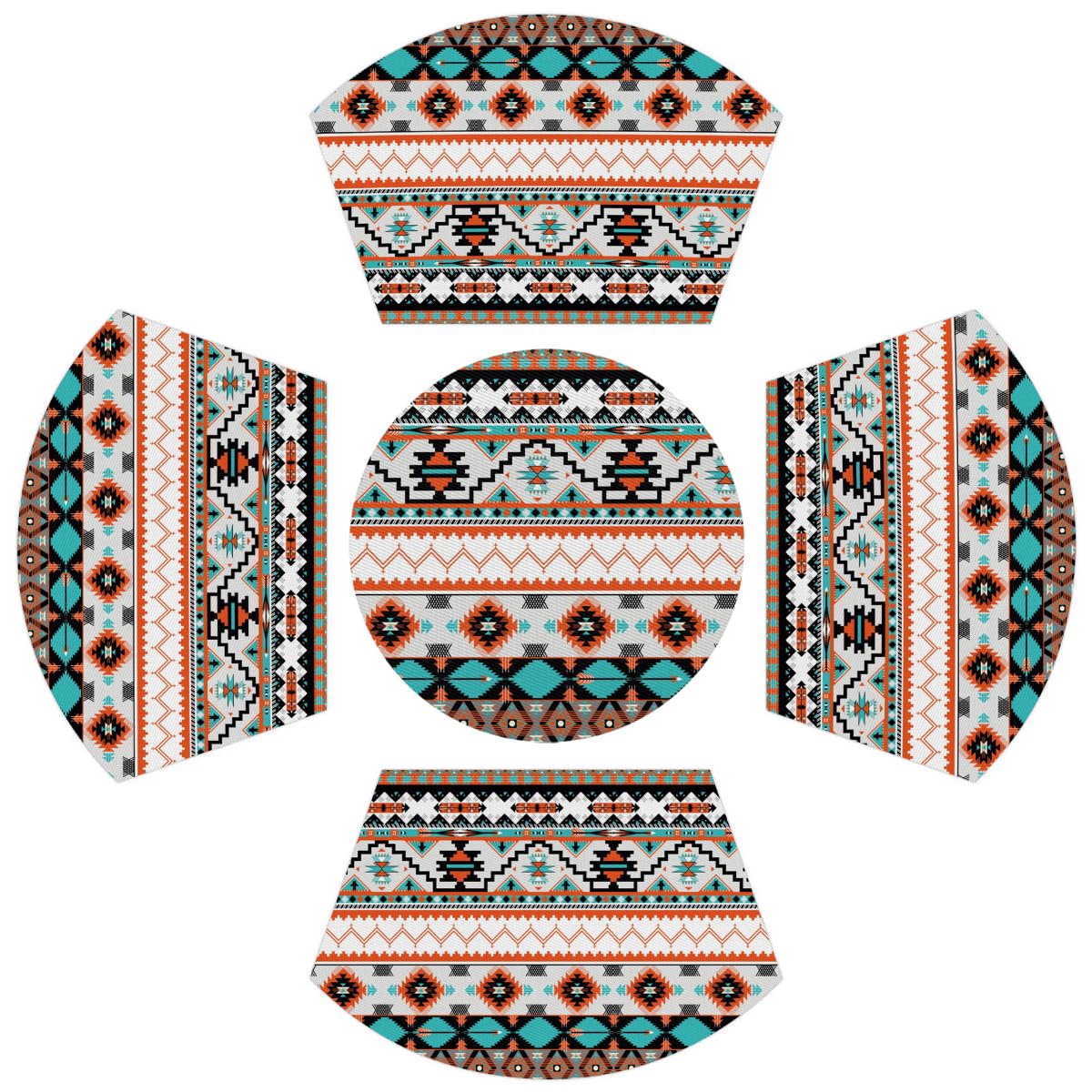Photo 1 of Aztec PVC Placemats for Round Table Set of 4 with Round Centerpiece Mat, Traditional Western Style Wedge Table Mats Washable Heat Resistant Dining Table for Kitchen Indoor Outdoor Cloth Placemat